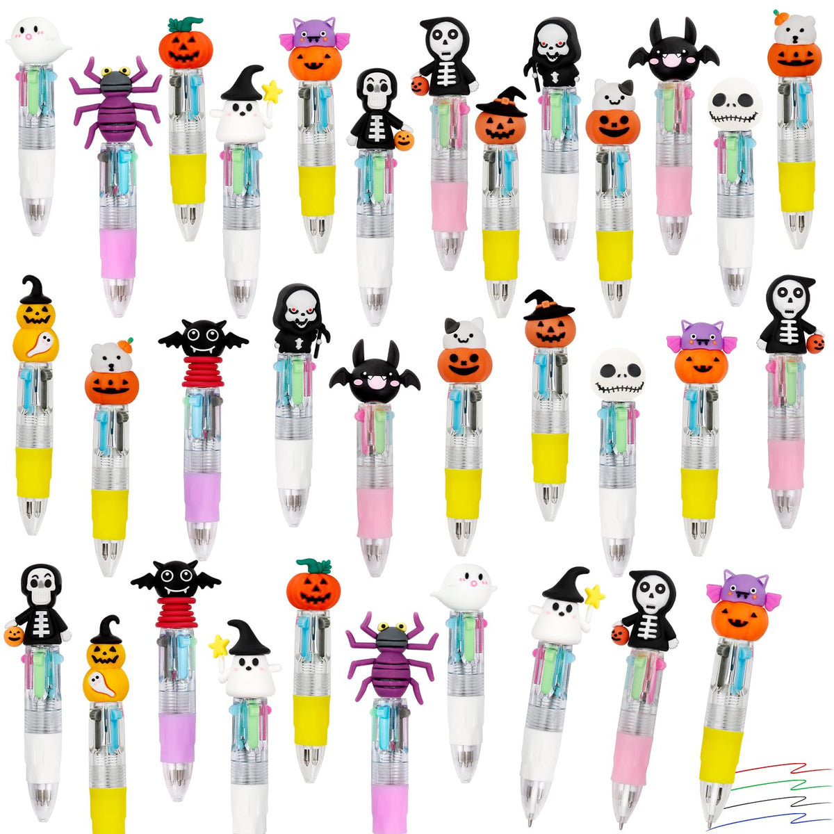 CZWZ 24Pcs Mini Multicolor Pens in One 4-in-1 Cute Pens Bulk for Kids, Fun Kawaii Ballpoint Pens for Birthdays and Children's Party Favors Gifts Teacher School Supplies