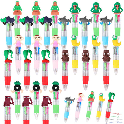 CZWZ 24Pcs Mini Multicolor Pens in One 4-in-1 Cute Pens Bulk for Kids, Fun Kawaii Ballpoint Pens for Birthdays and Children's Party Favors Gifts Teacher School Supplies