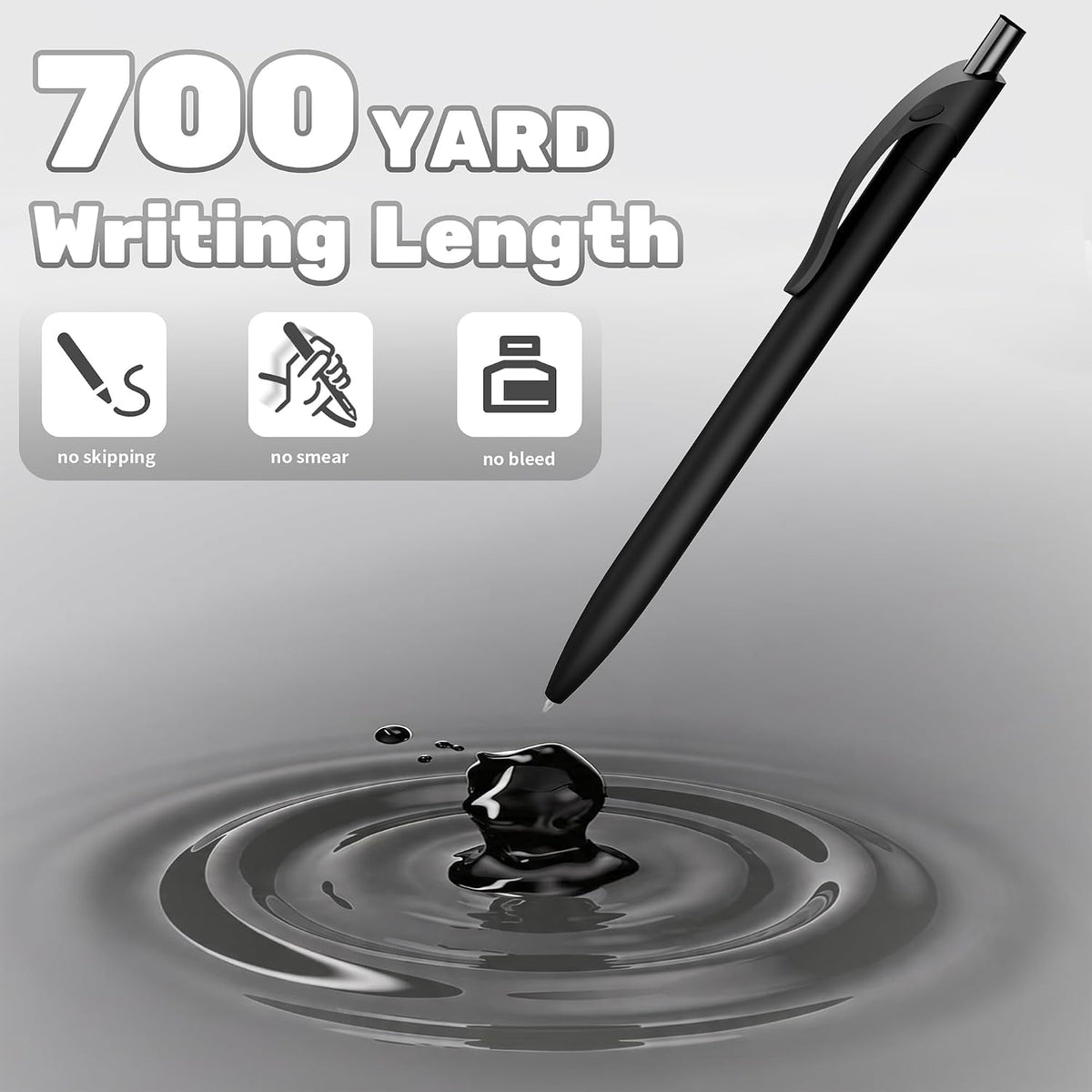 deegtran Pens Bulk, 50 Pack No Bleed Black Ink Click Pens, Wholesale Retractable Ballpoint Pens, Pen Medium Point, Smooth Writing, 1.0MM