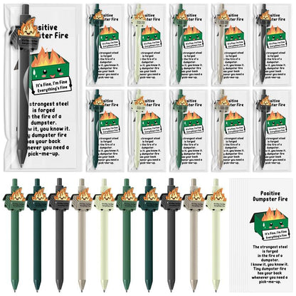 Bulk Dumpster Fire Pens Luminous Ballpoint Pen Employee Appreciation Idea Emotional Support Positive Funny Work Pens for Coworkers Staff Team Members Teachers Nurse School Ofiice Supplies Summer Party Favors