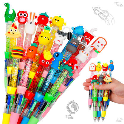 CZWZ 24Pcs Mini Multicolor Pens in One 4-in-1 Cute Pens Bulk for Kids, Fun Kawaii Ballpoint Pens for Birthdays and Children's Party Favors Gifts Teacher School Supplies