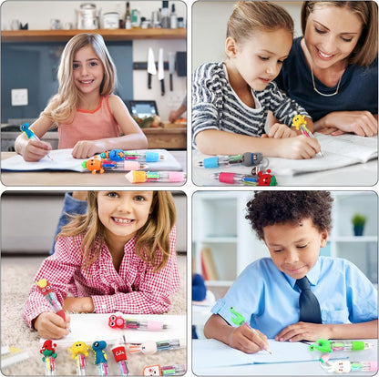 CZWZ 24Pcs Mini Multicolor Pens in One 4-in-1 Cute Pens Bulk for Kids, Fun Kawaii Ballpoint Pens for Birthdays and Children's Party Favors Gifts Teacher School Supplies