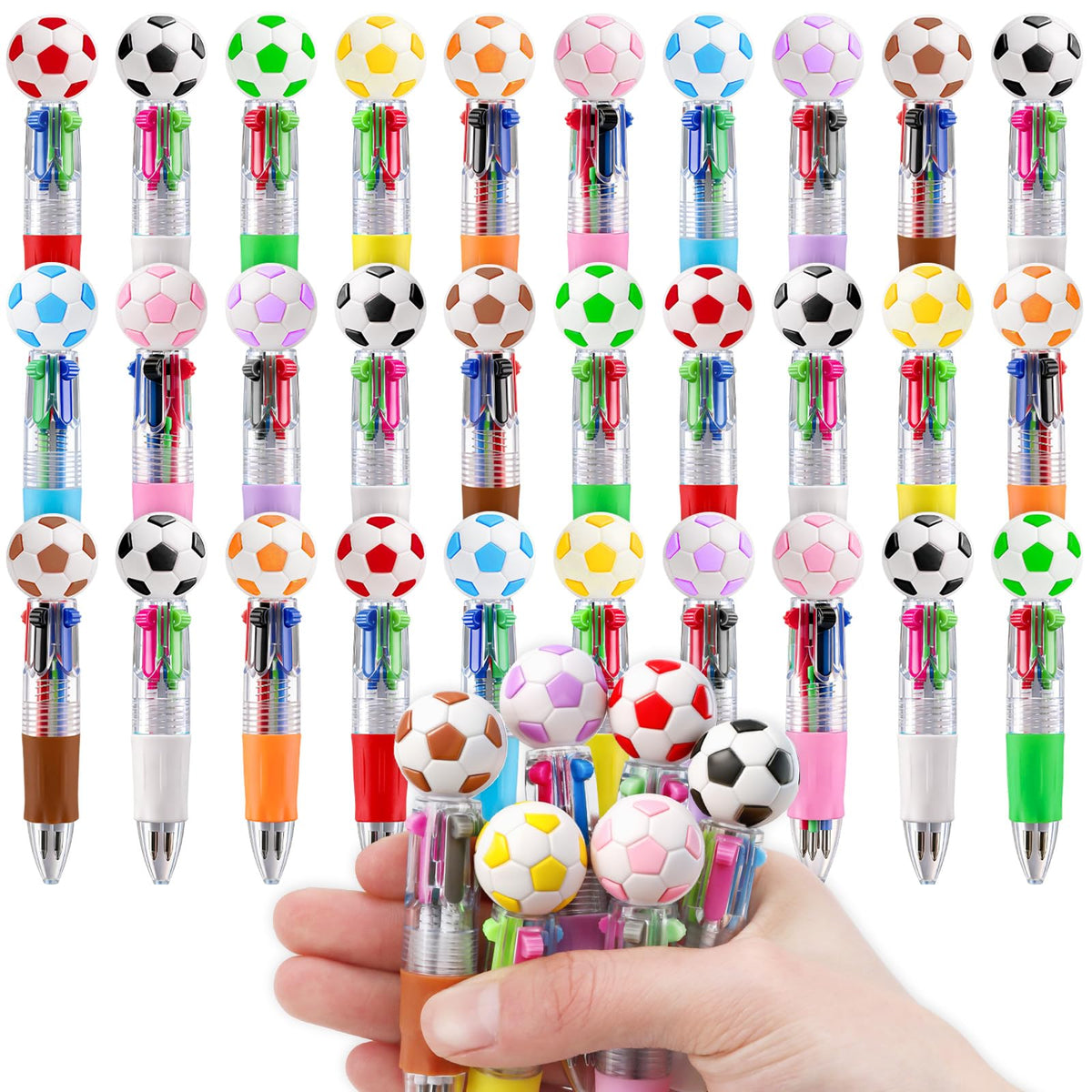 CZWZ 24Pcs Mini Multicolor Pens in One 4-in-1 Cute Pens Bulk for Kids, Fun Kawaii Ballpoint Pens for Birthdays and Children's Party Favors Gifts Teacher School Supplies