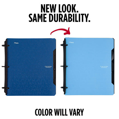 Five Star Flex Refillable Notebook + Study App, College Ruled Paper and 1 Inch TechLock Ring Binder with Pockets, Tabs and Dividers, 200 Sheet Capacity, Pacific Blue (293280AD2)