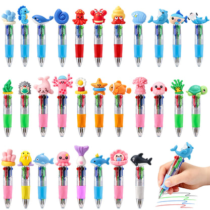 CZWZ 24Pcs Mini Multicolor Pens in One 4-in-1 Cute Pens Bulk for Kids, Fun Kawaii Ballpoint Pens for Birthdays and Children's Party Favors Gifts Teacher School Supplies