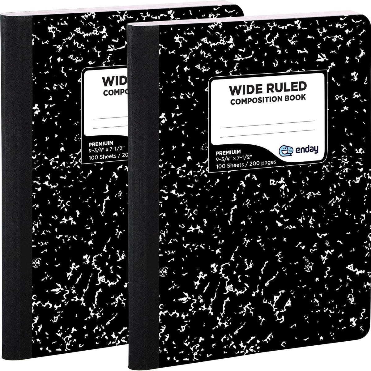 Enday Marble Composition Notebook Wide Ruled (2 Pack) 100 Sheets