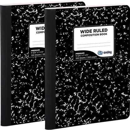 Enday Marble Composition Notebook Wide Ruled (2 Pack) 100 Sheets