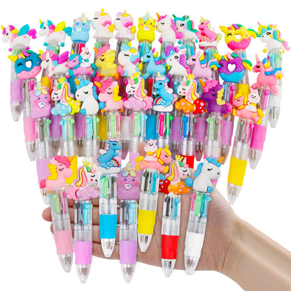 CZWZ 24Pcs Mini Multicolor Pens in One 4-in-1 Cute Pens Bulk for Kids, Fun Kawaii Ballpoint Pens for Birthdays and Children's Party Favors Gifts Teacher School Supplies