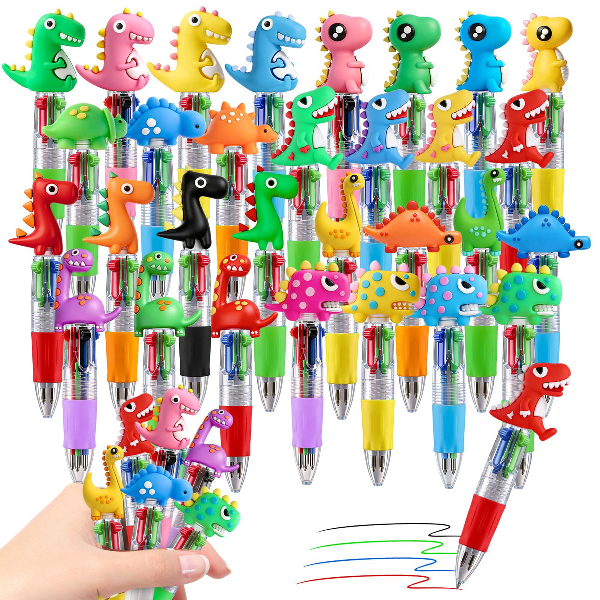 CZWZ 24Pcs Mini Multicolor Pens in One 4-in-1 Cute Pens Bulk for Kids, Fun Kawaii Ballpoint Pens for Birthdays and Children's Party Favors Gifts Teacher School Supplies
