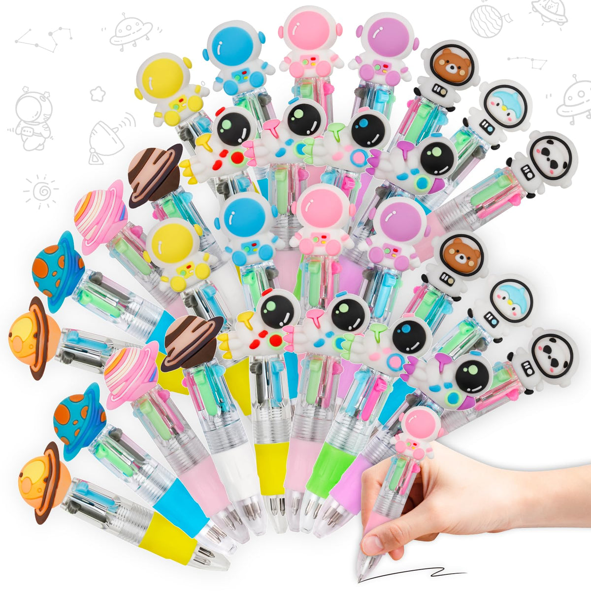 CZWZ 24Pcs Mini Multicolor Pens in One 4-in-1 Cute Pens Bulk for Kids, Fun Kawaii Ballpoint Pens for Birthdays and Children's Party Favors Gifts Teacher School Supplies