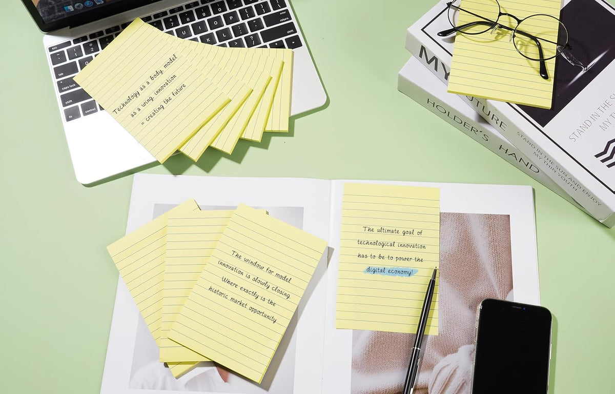 9 Pads Lined Sticky Notes 4x6 inch Post, Yellow, Clean Removal, Self-Stick Pads, Large Sticky Notes Easily Used for Home, Office, School, 40 Sheets/Pad