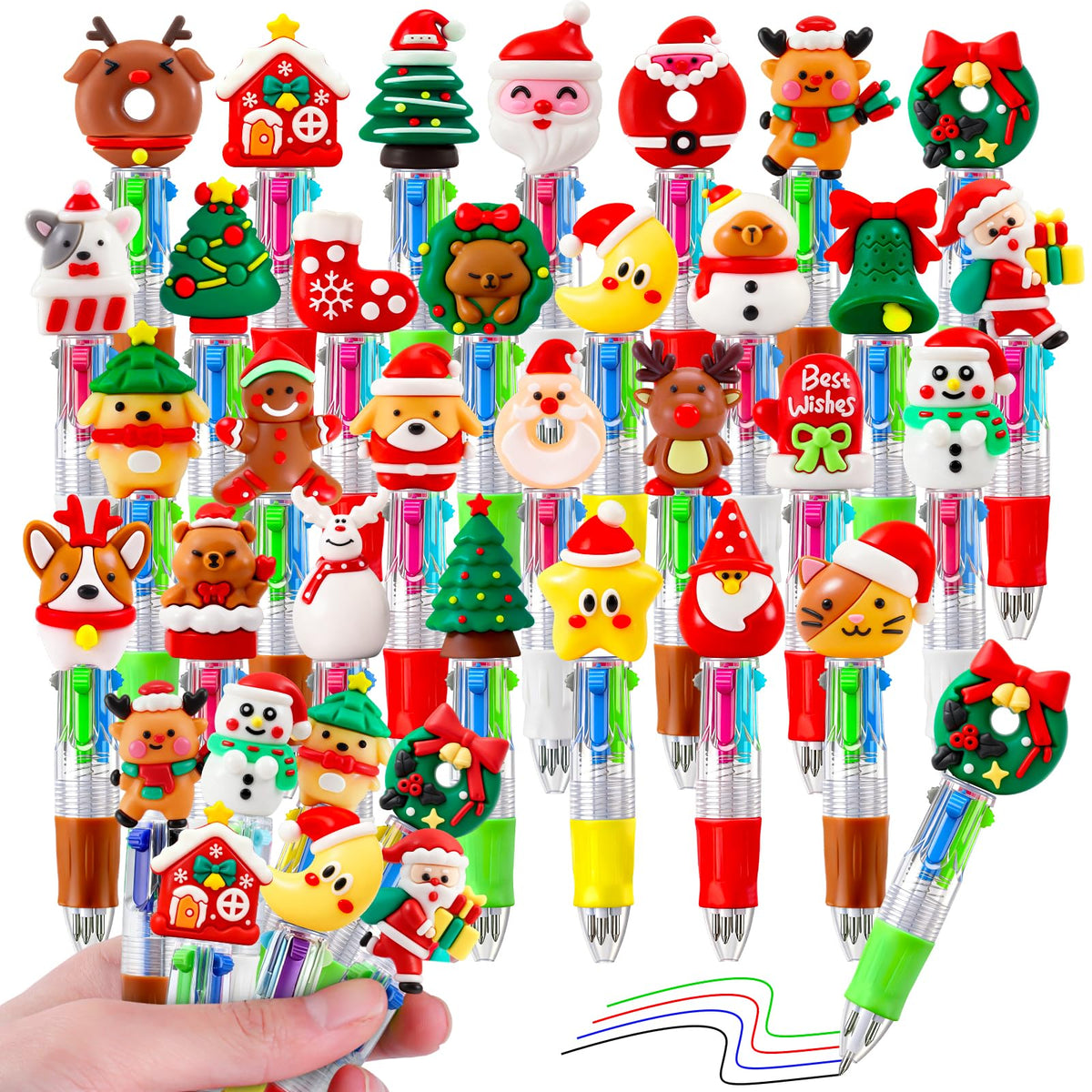 CZWZ 24Pcs Mini Multicolor Pens in One 4-in-1 Cute Pens Bulk for Kids, Fun Kawaii Ballpoint Pens for Birthdays and Children's Party Favors Gifts Teacher School Supplies