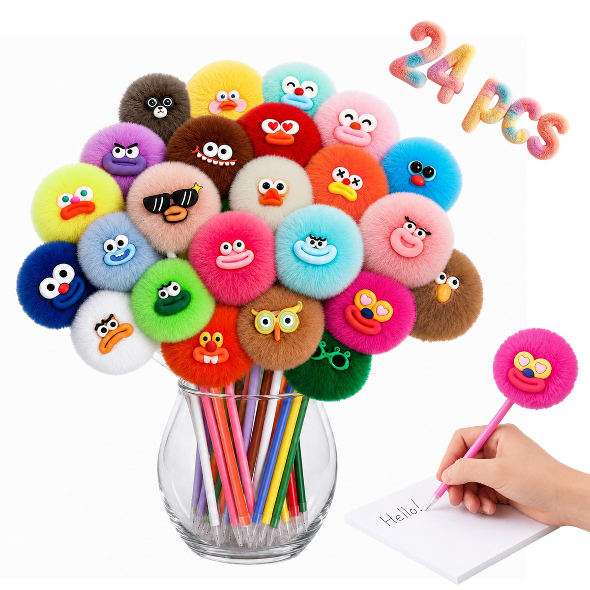 CZWZ 24Pcs Mini Multicolor Pens in One 4-in-1 Cute Pens Bulk for Kids, Fun Kawaii Ballpoint Pens for Birthdays and Children's Party Favors Gifts Teacher School Supplies
