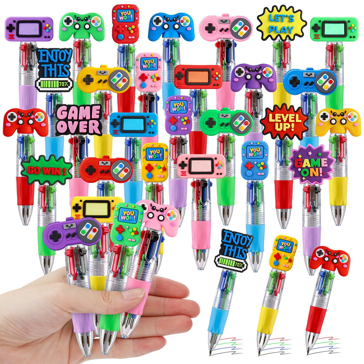 CZWZ 24Pcs Mini Multicolor Pens in One 4-in-1 Cute Pens Bulk for Kids, Fun Kawaii Ballpoint Pens for Birthdays and Children's Party Favors Gifts Teacher School Supplies