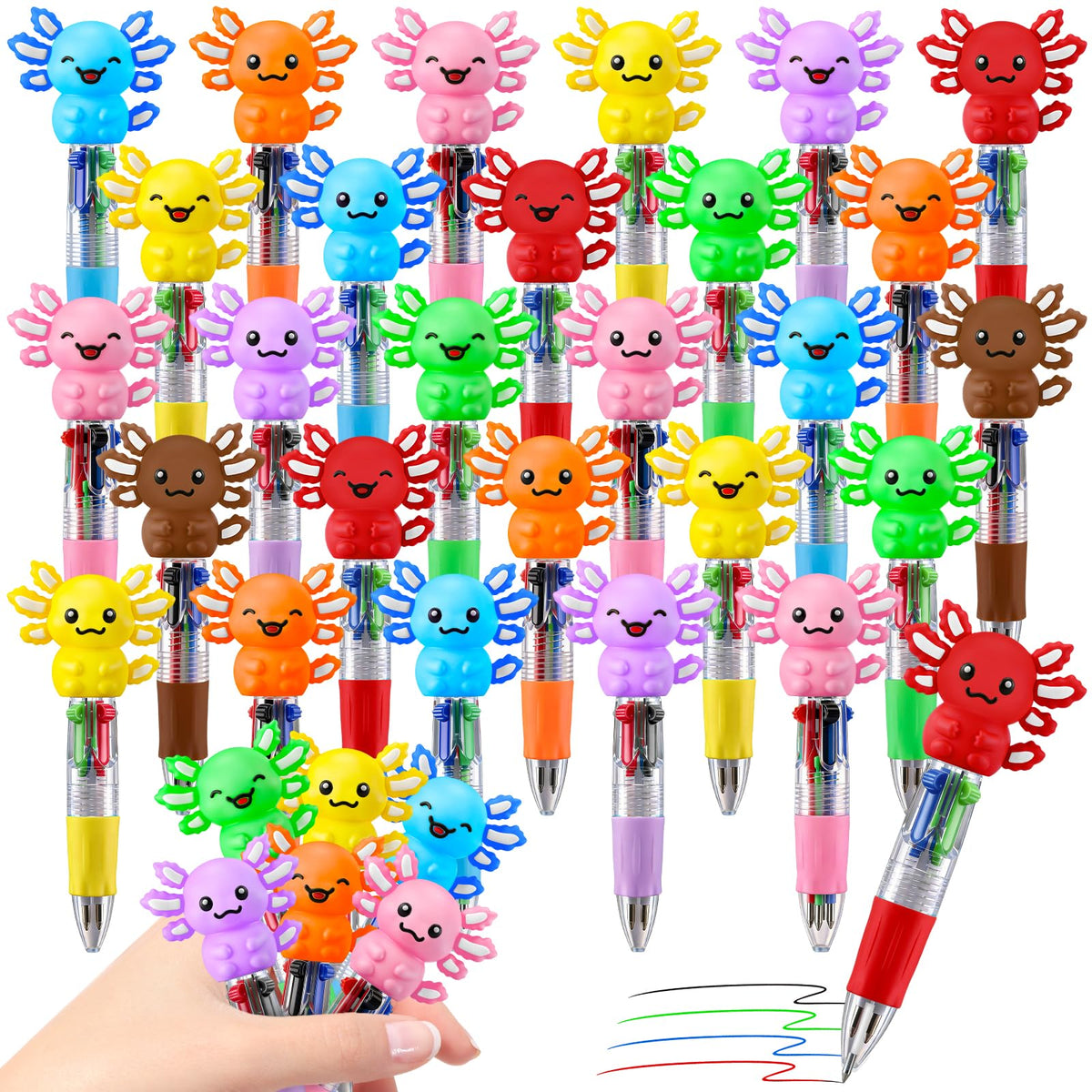 CZWZ 24Pcs Mini Multicolor Pens in One 4-in-1 Cute Pens Bulk for Kids, Fun Kawaii Ballpoint Pens for Birthdays and Children's Party Favors Gifts Teacher School Supplies