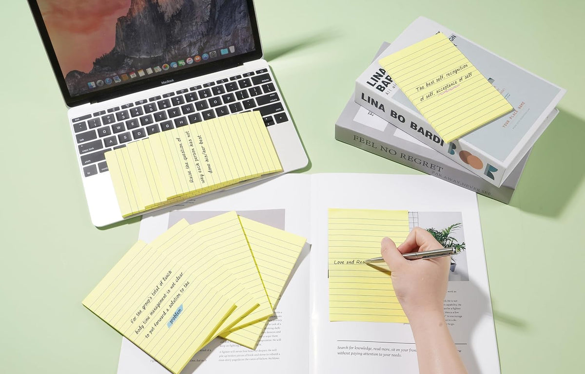 9 Pads Lined Sticky Notes 4x6 inch Post, Yellow, Clean Removal, Self-Stick Pads, Large Sticky Notes Easily Used for Home, Office, School, 40 Sheets/Pad
