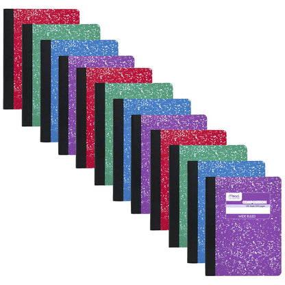 Mead Composition Notebook, Wide Ruled Paper, 7-1/2" x 9-3/4", 100 Sheets, Blue Marble (09918AY7)