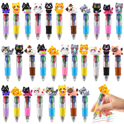 CZWZ 24Pcs Mini Multicolor Pens in One 4-in-1 Cute Pens Bulk for Kids, Fun Kawaii Ballpoint Pens for Birthdays and Children's Party Favors Gifts Teacher School Supplies