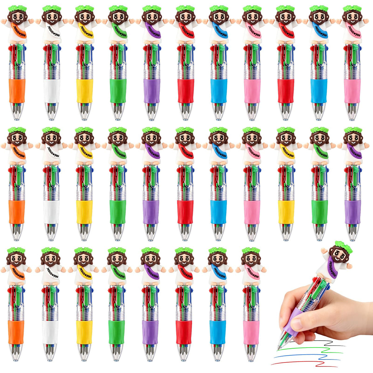 CZWZ 24Pcs Mini Multicolor Pens in One 4-in-1 Cute Pens Bulk for Kids, Fun Kawaii Ballpoint Pens for Birthdays and Children's Party Favors Gifts Teacher School Supplies
