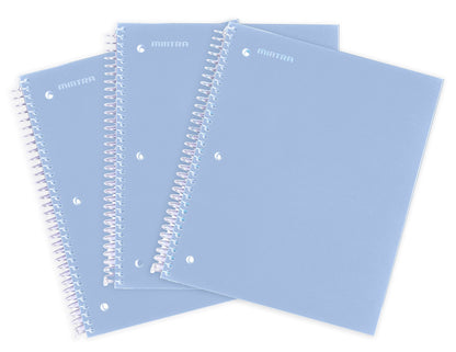Mintra Office Durable Spiral Notebooks, 1 Subject, (Salmon, Sage Green, Lavender, Wide Ruled 3pk) - 100 Sheets, Poly Pocket, Moisture Resistant Cover, School, Office, Professional
