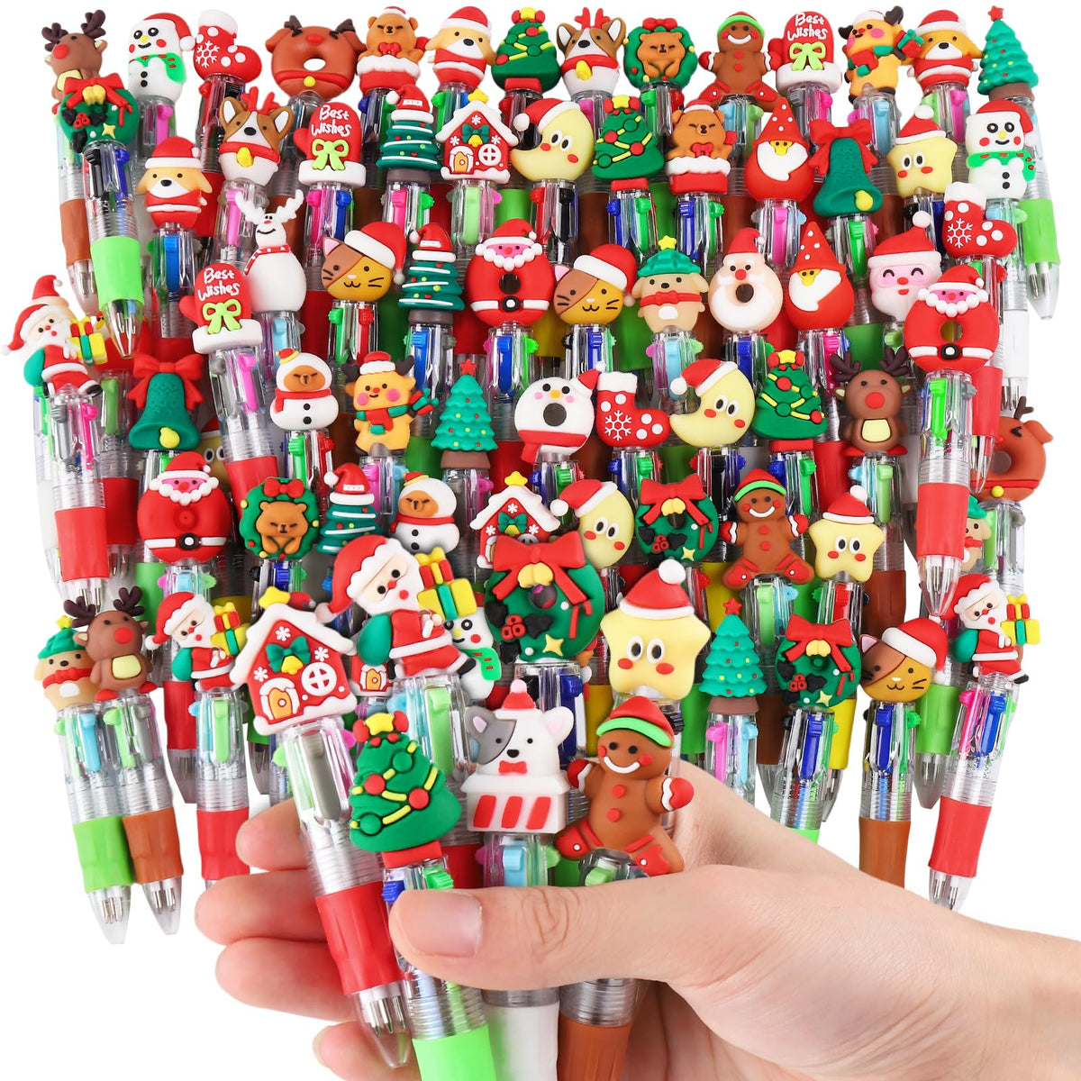 CZWZ 24Pcs Mini Multicolor Pens in One 4-in-1 Cute Pens Bulk for Kids, Fun Kawaii Ballpoint Pens for Birthdays and Children's Party Favors Gifts Teacher School Supplies