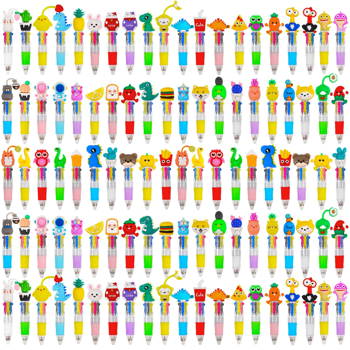 CZWZ 24Pcs Mini Multicolor Pens in One 4-in-1 Cute Pens Bulk for Kids, Fun Kawaii Ballpoint Pens for Birthdays and Children's Party Favors Gifts Teacher School Supplies