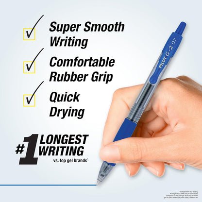 PILOT G2 Premium Gel Pens, Fine Point 0.7mm, Blue Ink, 12-Pack