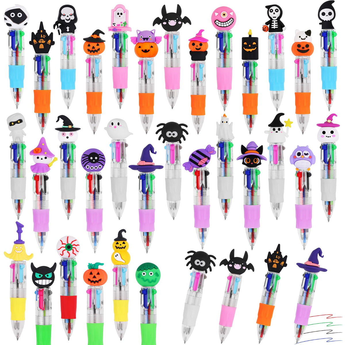 CZWZ 24Pcs Mini Multicolor Pens in One 4-in-1 Cute Pens Bulk for Kids, Fun Kawaii Ballpoint Pens for Birthdays and Children's Party Favors Gifts Teacher School Supplies