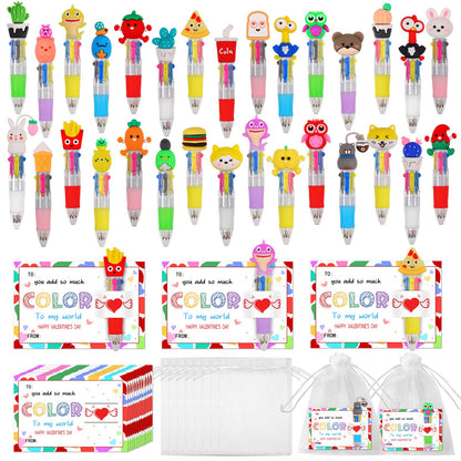CZWZ 24Pcs Mini Multicolor Pens in One 4-in-1 Cute Pens Bulk for Kids, Fun Kawaii Ballpoint Pens for Birthdays and Children's Party Favors Gifts Teacher School Supplies