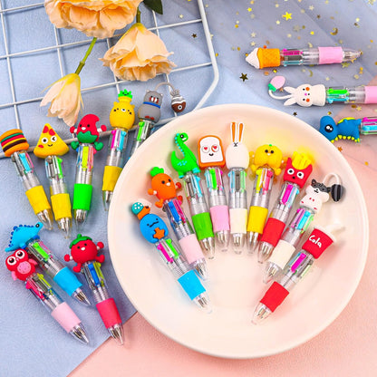 CZWZ 24Pcs Mini Multicolor Pens in One 4-in-1 Cute Pens Bulk for Kids, Fun Kawaii Ballpoint Pens for Birthdays and Children's Party Favors Gifts Teacher School Supplies