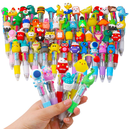 CZWZ 24Pcs Mini Multicolor Pens in One 4-in-1 Cute Pens Bulk for Kids, Fun Kawaii Ballpoint Pens for Birthdays and Children's Party Favors Gifts Teacher School Supplies