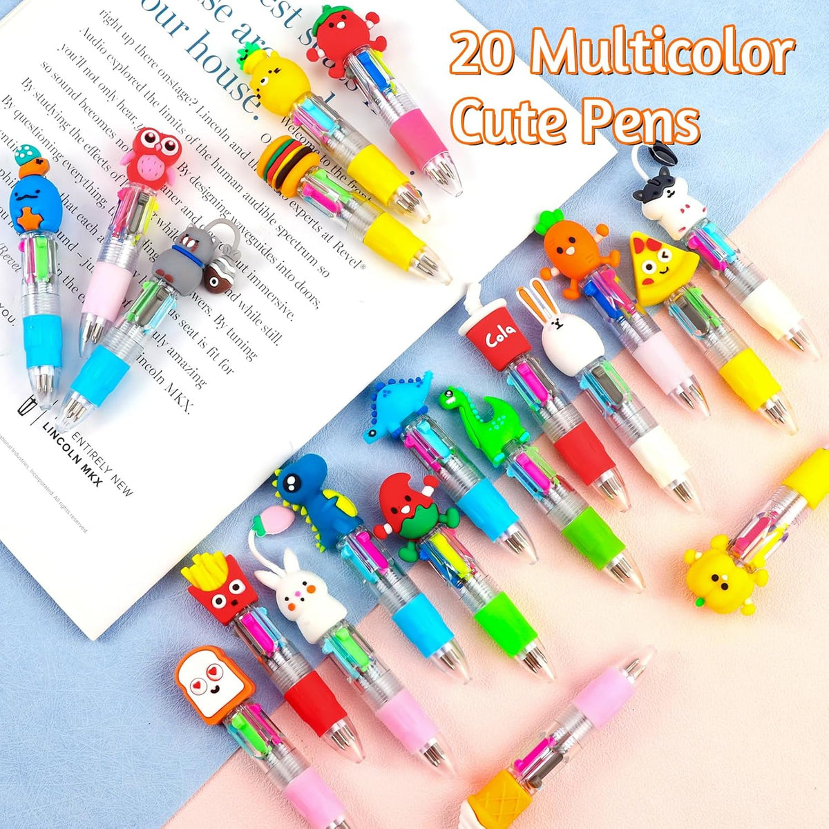 CZWZ 24Pcs Mini Multicolor Pens in One 4-in-1 Cute Pens Bulk for Kids, Fun Kawaii Ballpoint Pens for Birthdays and Children's Party Favors Gifts Teacher School Supplies
