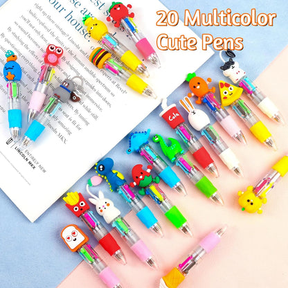 CZWZ 24Pcs Mini Multicolor Pens in One 4-in-1 Cute Pens Bulk for Kids, Fun Kawaii Ballpoint Pens for Birthdays and Children's Party Favors Gifts Teacher School Supplies