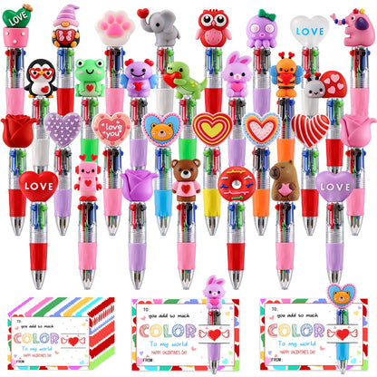 CZWZ 24Pcs Mini Multicolor Pens in One 4-in-1 Cute Pens Bulk for Kids, Fun Kawaii Ballpoint Pens for Birthdays and Children's Party Favors Gifts Teacher School Supplies