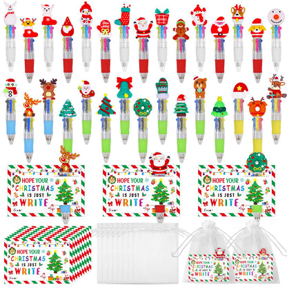CZWZ 24Pcs Mini Multicolor Pens in One 4-in-1 Cute Pens Bulk for Kids, Fun Kawaii Ballpoint Pens for Birthdays and Children's Party Favors Gifts Teacher School Supplies