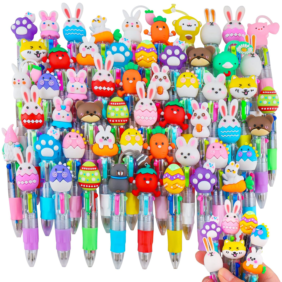CZWZ 24Pcs Mini Multicolor Pens in One 4-in-1 Cute Pens Bulk for Kids, Fun Kawaii Ballpoint Pens for Birthdays and Children's Party Favors Gifts Teacher School Supplies