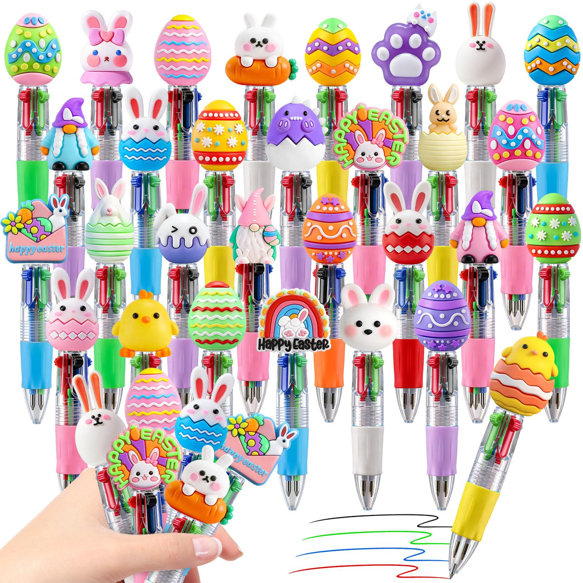 CZWZ 24Pcs Mini Multicolor Pens in One 4-in-1 Cute Pens Bulk for Kids, Fun Kawaii Ballpoint Pens for Birthdays and Children's Party Favors Gifts Teacher School Supplies