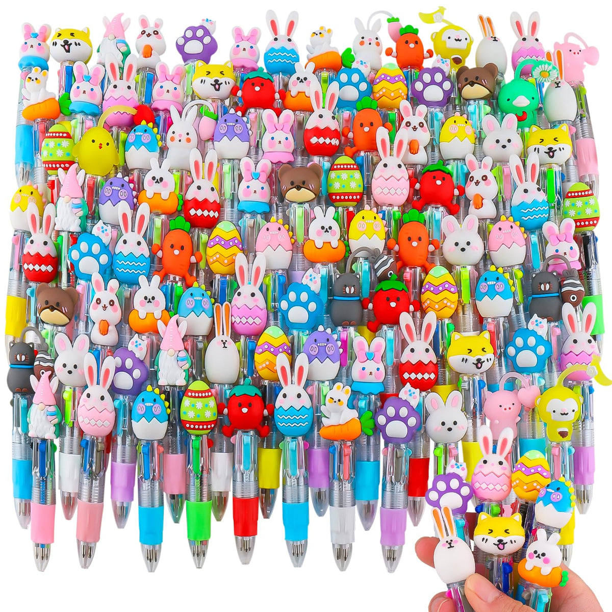CZWZ 24Pcs Mini Multicolor Pens in One 4-in-1 Cute Pens Bulk for Kids, Fun Kawaii Ballpoint Pens for Birthdays and Children's Party Favors Gifts Teacher School Supplies