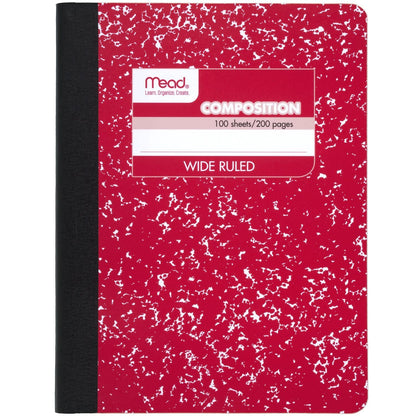 Mead Composition Notebook, Wide Ruled Paper, 7-1/2" x 9-3/4", 100 Sheets, Blue Marble (09918AY7)