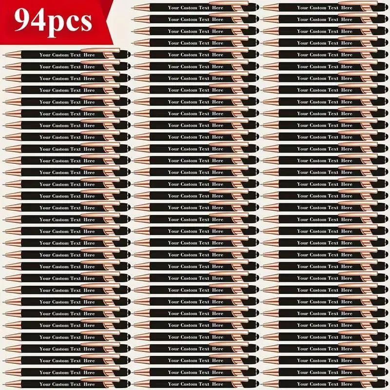 94-Pack Personalized Engraved Metal Body Retractable Ballpoint Pens - 0.5mm Fine Smooth Black Ink, Assortment Kit with Refills, Bulk Office Stationery, Pens for Work, Back to School Haul, Graduation Office Giveaways