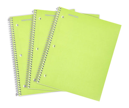 Mintra Office Durable Spiral Notebooks, 1 Subject, (Salmon, Sage Green, Lavender, Wide Ruled 3pk) - 100 Sheets, Poly Pocket, Moisture Resistant Cover, School, Office, Professional