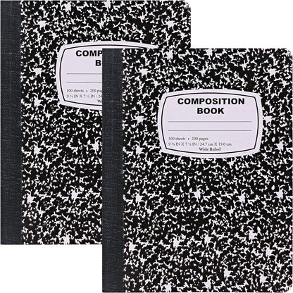 Enday Marble Composition Notebook Wide Ruled (2 Pack) 100 Sheets