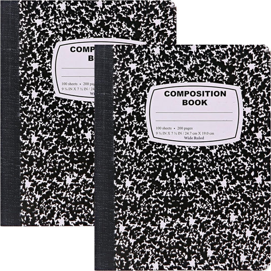 Enday Marble Composition Notebook Wide Ruled (2 Pack) 100 Sheets