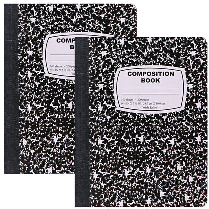 Enday Marble Composition Notebook Wide Ruled (2 Pack) 100 Sheets