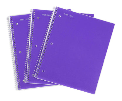 Mintra Office Durable Spiral Notebooks, 1 Subject, (Salmon, Sage Green, Lavender, Wide Ruled 3pk) - 100 Sheets, Poly Pocket, Moisture Resistant Cover, School, Office, Professional