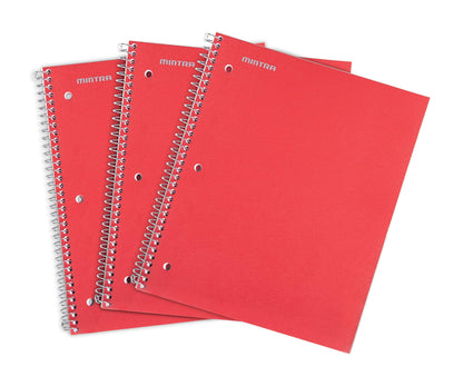 Mintra Office Durable Spiral Notebooks, 1 Subject, (Salmon, Sage Green, Lavender, Wide Ruled 3pk) - 100 Sheets, Poly Pocket, Moisture Resistant Cover, School, Office, Professional