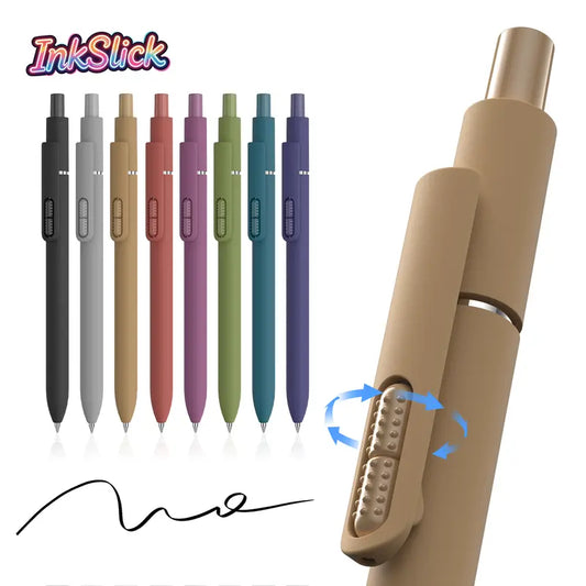 INKSLICK 8-Pack Vintage Color Tungsten Carbide Ballpoint Pens, 1.0mm Medium Point Retractable Fidget Pens with Black Ink, Smooth Write, Comfortable Grip, Bonus Refills, Ideal for Office & School (Birthday Gift Option for Students)