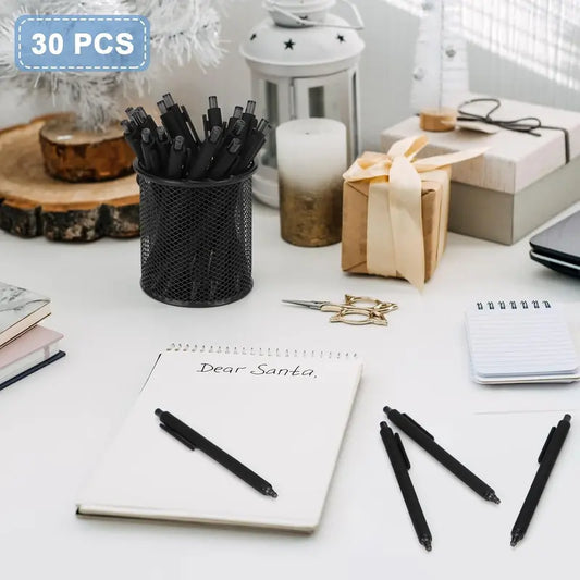 Pens Bulk, 30-Pack Black Ballpoint Pens (1.0mm Medium Point) - Smooth Writing No-Smear Click-Type Bulk Pens