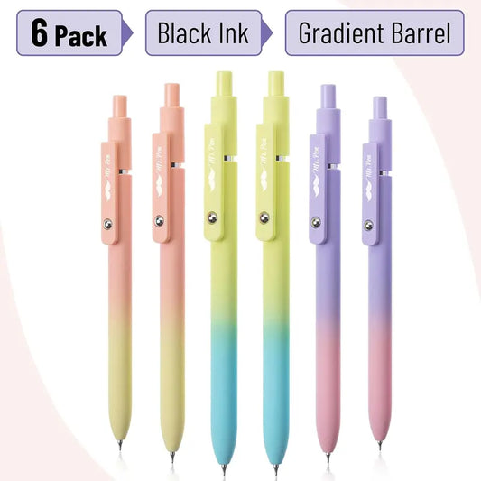 Mr. Pen- Retractable Gradient Gel Pens, 6 Pack, Gradient Barrels, Black Gel Pens, Fast Dry, Fine Point 0.5mm Colored Gel Pens, Colored Pens & Refills