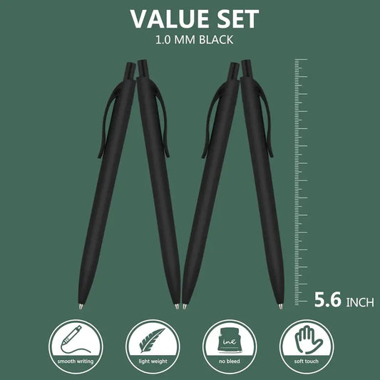 100-Pack Modern No Bleed Black Barrel Click Pens, Wholesale Retractable Ballpoint with Retractable Tip, 1.0mm Medium Point, Smooth Ink